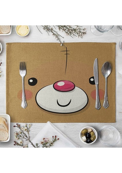 Stil 9 42X32 cm Keten 42X32 cm Sevimli Hayvan Keten Masa Mat Karikatür Domuz Ayı Kurbağa Tilki Desen Placemats Çocuklar Çocuklar Için Mutfak Yemek Yer Paspasları (Yurt Dışından)