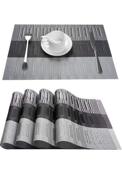 Placemat 14 Dikdörtgen 6 Pcs Yemek Masası Için Placematlar Pvc Bambu Desenli Masa Paspasları Çoklu Renkler Kaymaz Isıya Dayanıklı Yıkanabilir Kolay Temizlenebilir (Yurt Dışından)