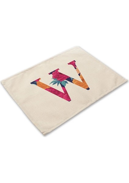 2CD-ZM0001-23 Çiçek Mektup Desen Pamuk Keten Ped Yemek Masası Paspaslar Coaster Kase Fincan Mat Desen Mutfak Placemat 42*32 cm Ev Dekor ZM0001 (Yurt Dışından)