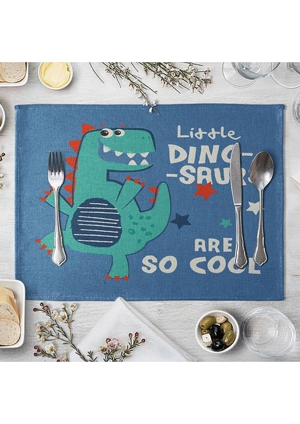 LM3042 32X42CM-KETEN 32X42CM Sevimli Dinozor Keten Placemat Masa Için Yaratıcı Karikatür Hayvan Yemek Masası Mat Müzik Komik Dino Yemek Kasesi Fincan Coaster (Yurt Dışından)