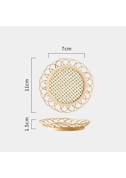 C 11X11 cm Bambu Dokuma Tabak Mat Içecek Fincan Bardak Çay Pedi Kaymaz Pot Tutucu Rattan Dokuma Fincan Mat Yemek Masası Placemat (Yurt Dışından)