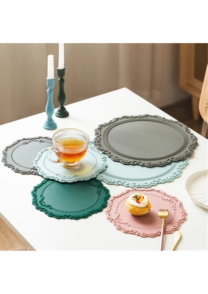 Koyu Mavi 23CM Silikon Çiçek Servis Altlığı Sofra Yağa Dayanıklı Isı Yalıtımı Kaymaz Tablemat Coaster Mutfak Yıkanabilir Fincan Takımı Masa Mat (Yurt Dışından)