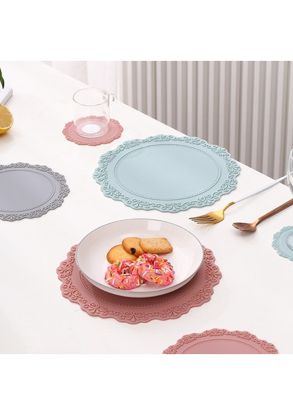 Koyu Mavi 23CM Silikon Çiçek Servis Altlığı Sofra Yağa Dayanıklı Isı Yalıtımı Kaymaz Tablemat Coaster Mutfak Yıkanabilir Fincan Takımı Masa Mat (Yurt Dışından)