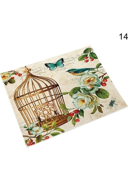 14 42X32 cm Shabby Chic Placemat Pirinç Kağıdı Oymacılık Stamperia Keten Masa Dekor Vintage Çiçek Coaster Pad Kase Kahve Fincanı Mat 42X32 cm (Yurt Dışından)
