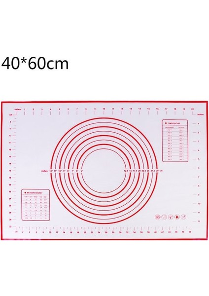 60X40 cm Kırmızı Kaymaz Silikon Pişirme Mat Isıya Dayanıklı Masa Mat Pad Yapışmaz Yoğurma Hamur Mat Pasta Fırın Tepsisi Pizza Hamur Makinesi (Yurt Dışından)
