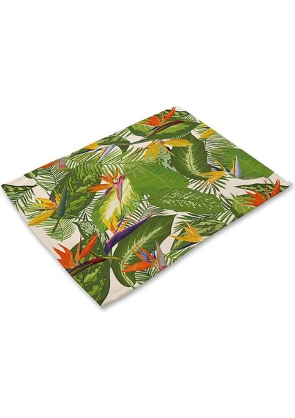 E 1 Adet Tropikal Bitki Monstera Desen Placemat Coaster Yemek Masası Paspaslar Pamuk Keten Ped Kase Fincan Mat 42*32 cm Ev Dekor MP0013 (Yurt Dışından)