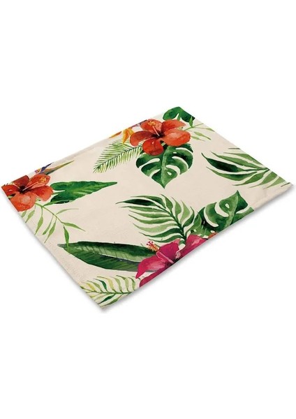 H 1 Adet Tropikal Bitki Monstera Desen Placemat Coaster Yemek Masası Paspaslar Pamuk Keten Ped Kase Fincan Mat 42*32 cm Ev Dekor MP0013 (Yurt Dışından)