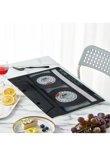 Stil 11 42X32CM Keten Vintage Kaset Müzik Bandı Placemat Kaymaz Isıya Dayanıklı Yıkanabilir Plaka Mat Yemek Masası Kase Coaster Ev Dekor 42X32CM (Yurt Dışından) indirimleri