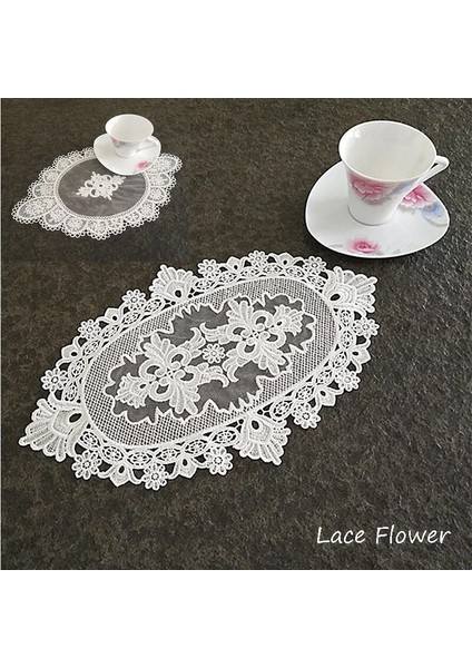 Beyaz 2 Oval 20X31 cm Yenı Dantel Oval Nakış Çiçek Masa Yer Mat Noel Ped Kumaş Placemat Fincan Kahve Çay Tabağı Coaster Yemek Bardak Altlığı Peçete Mutfak (Yurt Dışından)