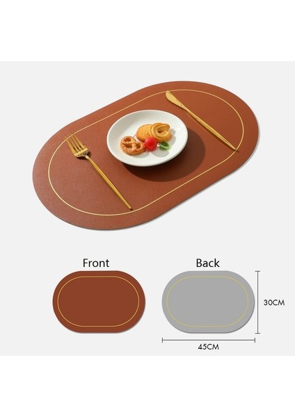 2CD-51031-004 Iskandinav Tarzı Kaymaz Mutfak Placemat Masa Mat Modern Ev Dekor Çift Taraflı Pu Deri Katı Ped Bulaşık Kahve Fincanı Kupa Altlığı (Yurt Dışından)