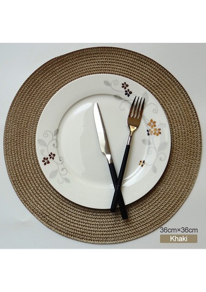 Haki 38CM 4 Adet Yuvarlak Placemats 6 Örgülü Daire Place Mat Yıkanabilir Masa Paspasları Mutfak Yemek Masası Için Set Karışık Renkli Kaymaz Placemats (Yurt Dışından)