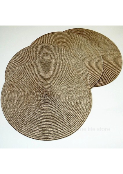 Haki 38CM 4 Adet Yuvarlak Placemats 6 Örgülü Daire Place Mat Yıkanabilir Masa Paspasları Mutfak Yemek Masası Için Set Karışık Renkli Kaymaz Placemats (Yurt Dışından)