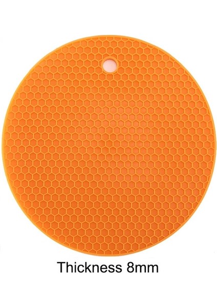 Turuncu 8mm Yuvarlak 18 cm Yuvarlak Şeker Renk Su Geçirmez Silikon Kaymaz Isıya Dayanıklı Mat Bardak Altlığı Yastık Placemat Pot Tutucu Mutfak Aksesuarı (Yurt Dışından)