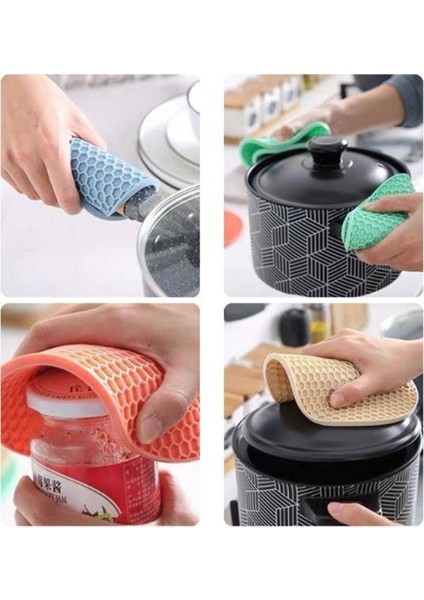 Turuncu 8mm Yuvarlak 18 cm Yuvarlak Şeker Renk Su Geçirmez Silikon Kaymaz Isıya Dayanıklı Mat Bardak Altlığı Yastık Placemat Pot Tutucu Mutfak Aksesuarı (Yurt Dışından)