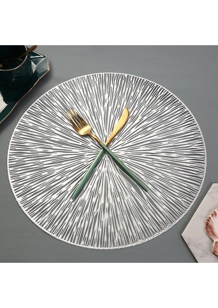 F Gümüş 38 cm 15 Inç 1 Adet Pvc Placemat Yemek Masası Için Içi Boş Ped Coaster Pad Masa Kase Mat (Yurt Dışından)