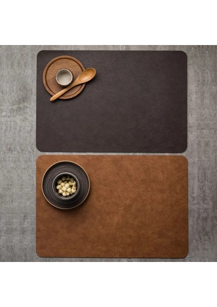 03- 40.2X30CM Hafif Lüks Katı Deri Placemat Kahve Kahverengi Pvc Masa Mat Su Geçirmez Yağa Dayanıklı Isı Yalıtımlı Plaka Kase Pedi Masa Dekor (Yurt Dışından) fiyatları