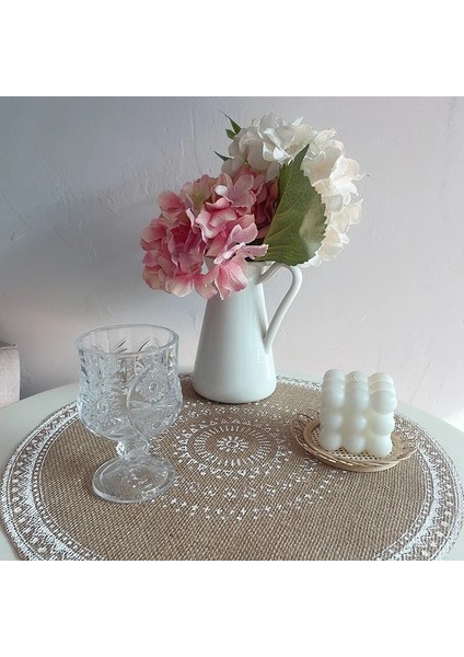 03 1 Adet 1 Adet Isı Yalıtım Yemek Masası Mat 38 cm Yuvarlak Narin Nakış Tatlı Tava Masa Placemat Kaymaz Kahve Fincanı Paspaslar Mutfak (Yurt Dışından)