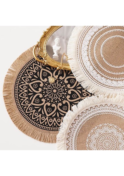 03 1 Adet 1 Adet Isı Yalıtım Yemek Masası Mat 38 cm Yuvarlak Narin Nakış Tatlı Tava Masa Placemat Kaymaz Kahve Fincanı Paspaslar Mutfak (Yurt Dışından)
