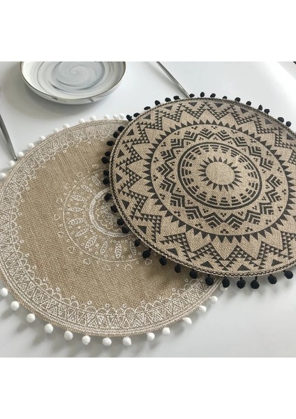 03 1 Adet 1 Adet Isı Yalıtım Yemek Masası Mat 38 cm Yuvarlak Narin Nakış Tatlı Tava Masa Placemat Kaymaz Kahve Fincanı Paspaslar Mutfak (Yurt Dışından)