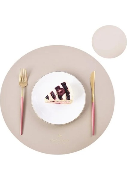 Taupe Servis Altlığı ve Bardak Altlığı Inyahome Yemek Için Yuvarlak Deri Servis Altlıkları Ev Mutfağı Için Sahte Büyük Pu Servis Altlıkları ve Küçük Kahve Altlıkları Su Geçirmez (Yurt Dışından)
