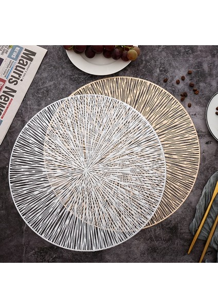 Ginkgo Biloba A Çapı 38CM 4 Adet 6/4pcs Yuvarlak Placemats Restoran Içi Boş Pvc Dekorasyon Yemek Mat Anti-Sıcak Yemek Masası Hattı Mat Biftek Plaka Pedi (Yurt Dışından)