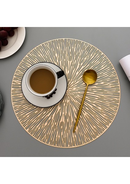 Ginkgo Biloba A Çapı 38CM 4 Adet 6/4pcs Yuvarlak Placemats Restoran Içi Boş Pvc Dekorasyon Yemek Mat Anti-Sıcak Yemek Masası Hattı Mat Biftek Plaka Pedi (Yurt Dışından)