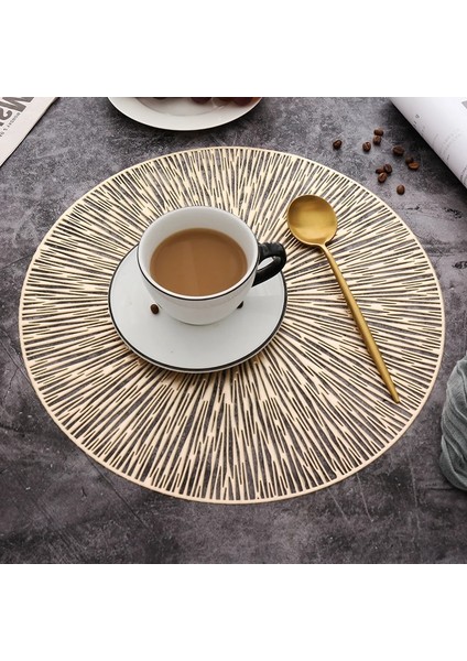 Ginkgo Biloba A Çapı 38CM 4 Adet 6/4pcs Yuvarlak Placemats Restoran Içi Boş Pvc Dekorasyon Yemek Mat Anti-Sıcak Yemek Masası Hattı Mat Biftek Plaka Pedi (Yurt Dışından)