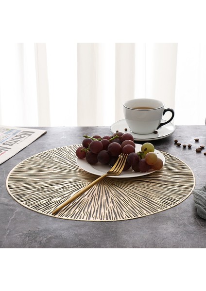 Ginkgo Biloba A Çapı 38CM 4 Adet 6/4pcs Yuvarlak Placemats Restoran Içi Boş Pvc Dekorasyon Yemek Mat Anti-Sıcak Yemek Masası Hattı Mat Biftek Plaka Pedi (Yurt Dışından)