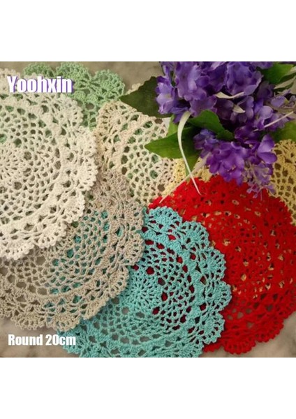 Bej Yuvarlak Yuvarlak 20 cm 2023 Modern Dantel Pamuk Masa Yer Mat Tığ Işi Yuvarlak Kahve Placemat Ped Noel Pan Coaster Fincan Kupa Çay Yemek Bardak Altlığı Peçete Mutfak (Yurt Dışından)