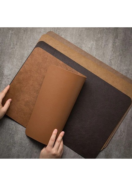 C 40CMX30CM Hafif Lüks Katı Deri Placemat Kahve Kahverengi Pu Masa Mat Su Geçirmez Yağa Dayanıklı Isı Yalıtımlı Plaka Kase Ped Masa Dekor (Yurt Dışından) fırsatları