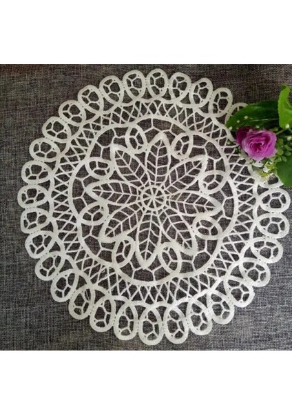 Beyaz 1 Yuvarlak 25 cm Yenı Yuvarlak Dantel Ayçiçeği Nakış Placemat Bardak Altlığı Mutfak Düğün Noel Masa Yer Mat Bez Ped Yeni Yıl Bardak Altlığı Peçete (Yurt Dışından)
