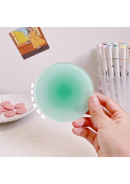 Yeşil Fincan Altlığı Çapı 9.7 cm Degrade Akrilik Bardak Ins Kaymaz Yuvarlak Fincan Altlığı Yemek Masası Placemat Cafe Masaüstü Dekor Süsler Mutfak Kase Paspaslar 컵코스터 (Yurt Dışından)