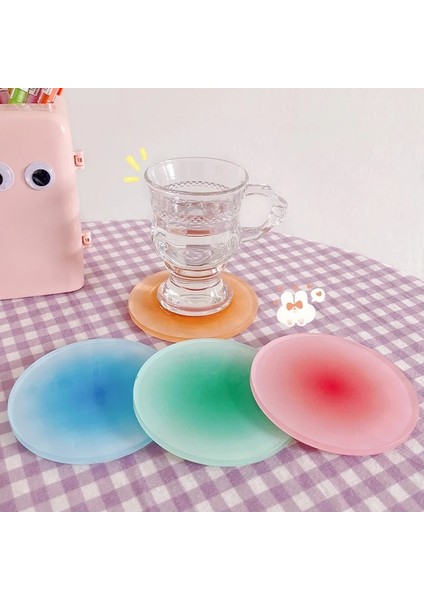 Yeşil Fincan Altlığı Çapı 9.7 cm Degrade Akrilik Bardak Ins Kaymaz Yuvarlak Fincan Altlığı Yemek Masası Placemat Cafe Masaüstü Dekor Süsler Mutfak Kase Paspaslar 컵코스터 (Yurt Dışından)