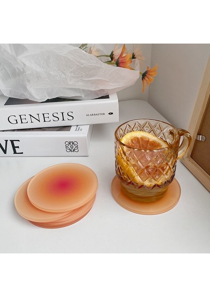 Yeşil Fincan Altlığı Çapı 9.7 cm Degrade Akrilik Bardak Ins Kaymaz Yuvarlak Fincan Altlığı Yemek Masası Placemat Cafe Masaüstü Dekor Süsler Mutfak Kase Paspaslar 컵코스터 (Yurt Dışından)