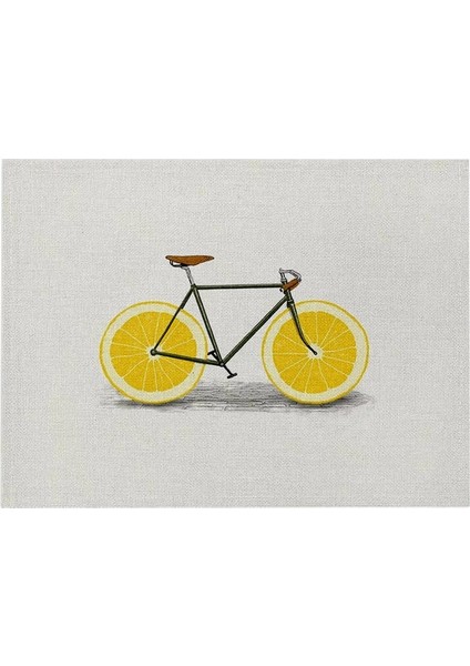 LM3125 32X42CM-KETEN Sarı Pamuk Keten Placemat Masa Geometrik Ananas Meyve Yemek Masası Mat Yemek Kasesi Coaster Pad Ev Dekor 32X42CM (Yurt Dışından)