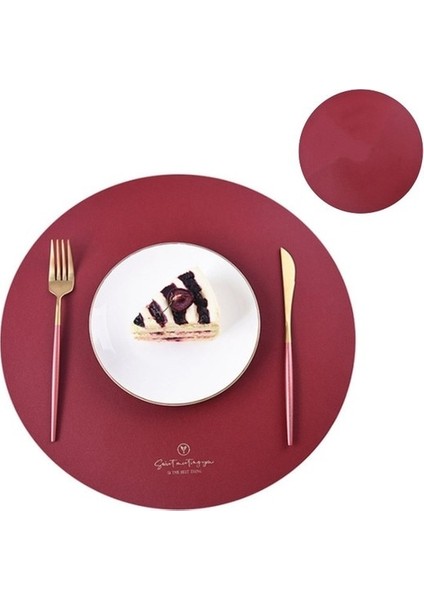 Y Kırmızı Servis Altlığı ve Bardak Altlığı Inyahome Pu Servis Altlıkları Masa Için Su Geçirmez Kaymaz Yalıtım Deri Yer Paspasları Seti Iskandinav Tarzı Noel Coaster Fincan Mat (Yurt Dışından)