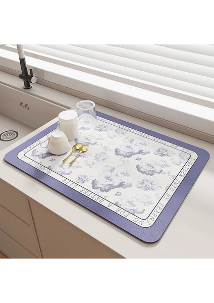 C Dikdörtgen 30X40 cm Baskı Mutfak Drenaj Pedi Süper Emici Bulaşık Kurutma Mat Hızlı Kuruyan Sofra Takımları Kahve Fincanları Paspaslar Mutfak Aksesuarları Masa Paspasları (Yurt Dışından)