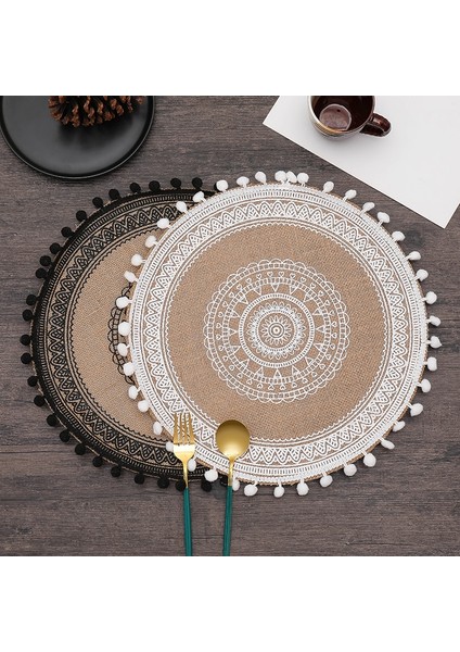 J0050 30 Çiçek Yuvarlak Pamuk ve Keten Placemat Yemek Masası Mat Kahve Masaları Sofra Tabakları Mutfak Aksesuarları Ev Dekor (Yurt Dışından) fiyatları