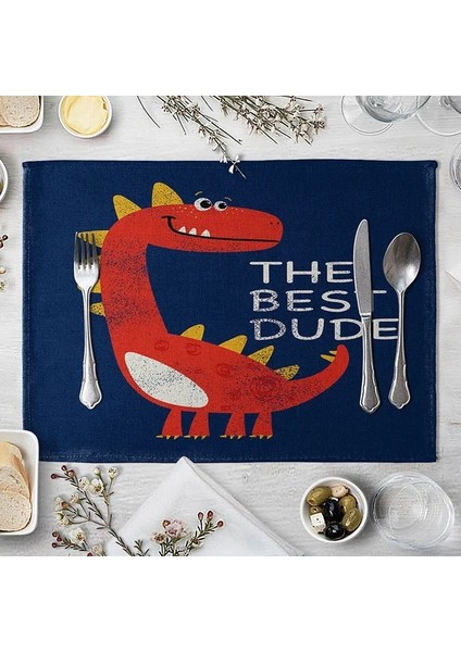 LM3031 32X42CM-KETEN 32X42CM Sevimli Dinozor Keten Placemat Masa Için Yaratıcı Karikatür Hayvan Yemek Masası Mat Müzik Komik Dino Yemek Kasesi Fincan Coaster (Yurt Dışından)