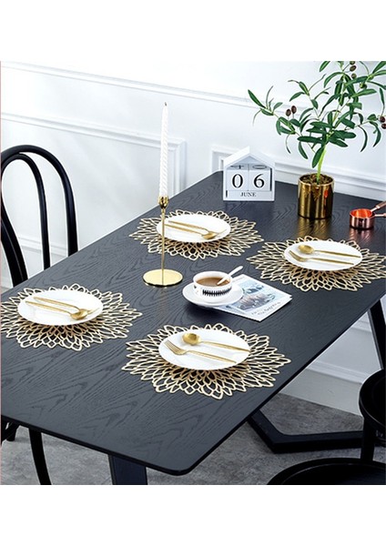 Altın 1 Adet 1/6 Adet Placemat Yemek Masası Için Içi Boş Ped Bardak Altlığı Pedleri Masa Kase Paspaslar Altın Yemek Masası Mat Kaymaz Yalıtım Masa Mat (Yurt Dışından)
