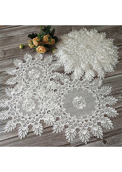 Beyaz 8 Yuvarlak 35 cm Yenı Gül Çiçek Dantel Yuvarlak Nakış Masa Yer Mat Noel Düğün Pedi Çay Kahve Placemat Fincan Tabak Altlığı Bardak Altlığı Peçete Mutfak (Yurt Dışından)