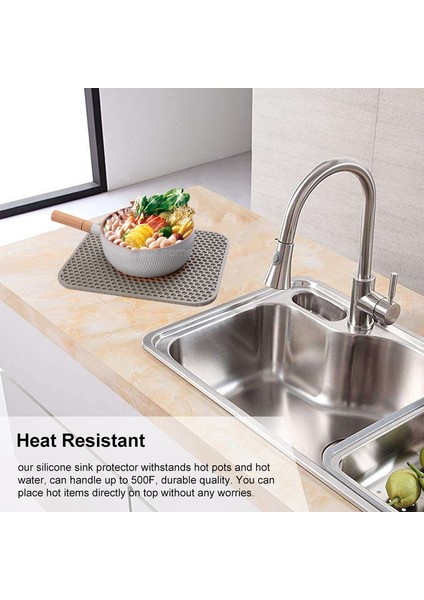 A Ceter-Açık Gri Mutfak Lavabosu Için Silikon Lavabo Koruyucuları, Lavabo Matı, Paslanmaz Çelik Lavabonun Tabanı Için Izgara Silikon Mutfak Lavabo Matı, Isıya Dayanıklı Paspas (Yurt Dışından) fırsatları