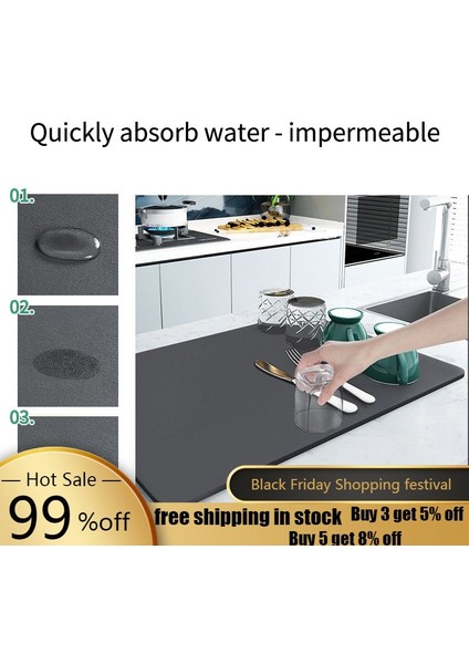 Mavi S2 Xs 20X30CM Süper Emici Kahve Tabağı Büyük Mutfak Emici Drenaj Mat Kurutma Mat Hızlı Kuru Banyo Drenaj Pedi Mutfak Musluk Placemat (Yurt Dışından) fırsatları