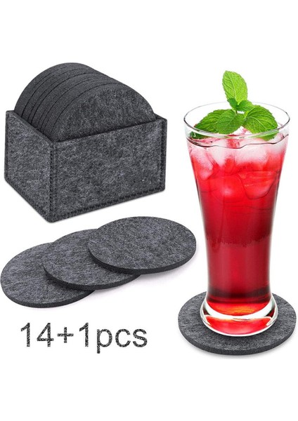 Çikolata 14 + 1 Adet Emici Yuvarlak Altıgen Keçe Coaster Bardak Mat Pad Saklama Kutusu Kase Kupa Cam Plaka Yaratıcı Placemats Içecek Aksesuarları (Yurt Dışından)