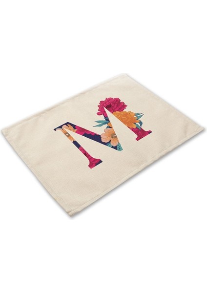 2CD-ZM0001-13 Çiçek Mektup Desen Pamuk Keten Ped Yemek Masası Paspaslar Coaster Kase Fincan Mat Desen Mutfak Placemat 42*32 cm Ev Dekor ZM0001 (Yurt Dışından)
