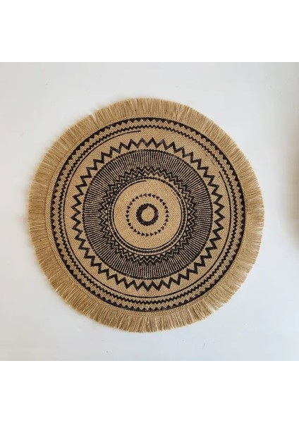 A5 Çapı 38 cm Ins Tarzı Basit El Dokuma Jüt Placemats Bardak Retro Pamuk Keten Dekoratif Paspaslar Vazo Paspaslar Mutfak Aksesuarları Yaratıcı (Yurt Dışından)