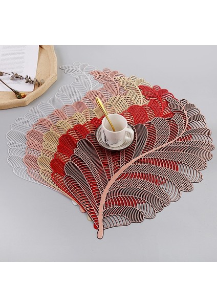 2CD-51066-003 Kırmızı Pvc Yaprak Içi Boş Iskandinav Kaymaz Mutfak Aksesuarları Placemat Coaster Yalıtım Pedi Bulaşık Sehpa Mat Peçeteler Ev Dekor (Yurt Dışından) fırsatları