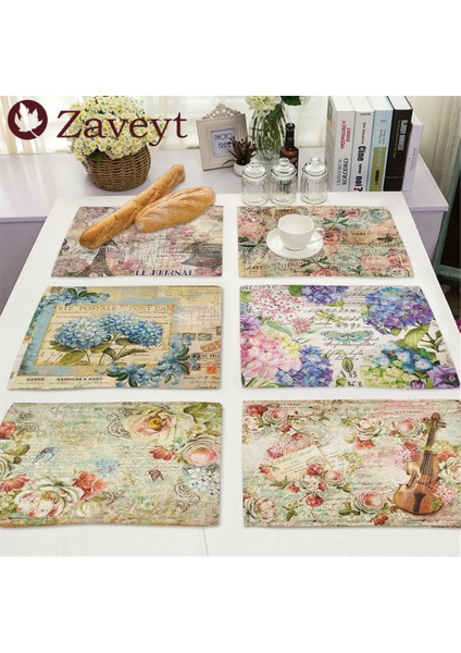 LE406 42X32CM Shabby Chic Placemat Dekupaj Stamperia Keten Masa Dekor Vintage Çiçek Coaster Pad Kase Kahve Fincanı Mat 42X32CM (Yurt Dışından) fiyatları