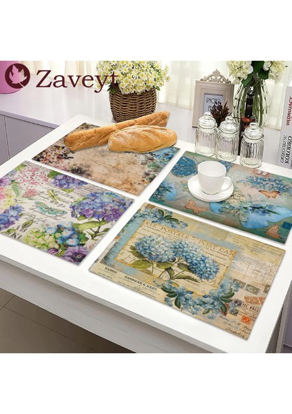 LE406 42X32CM Shabby Chic Placemat Dekupaj Stamperia Keten Masa Dekor Vintage Çiçek Coaster Pad Kase Kahve Fincanı Mat 42X32CM (Yurt Dışından) fırsatları