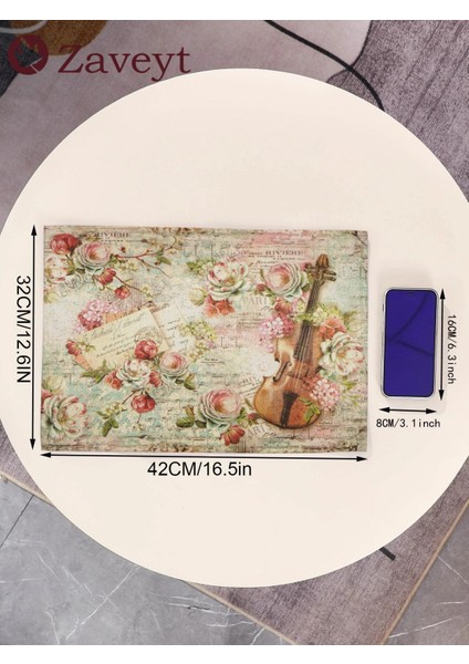 LE406 42X32CM Shabby Chic Placemat Dekupaj Stamperia Keten Masa Dekor Vintage Çiçek Coaster Pad Kase Kahve Fincanı Mat 42X32CM (Yurt Dışından) indirimleri